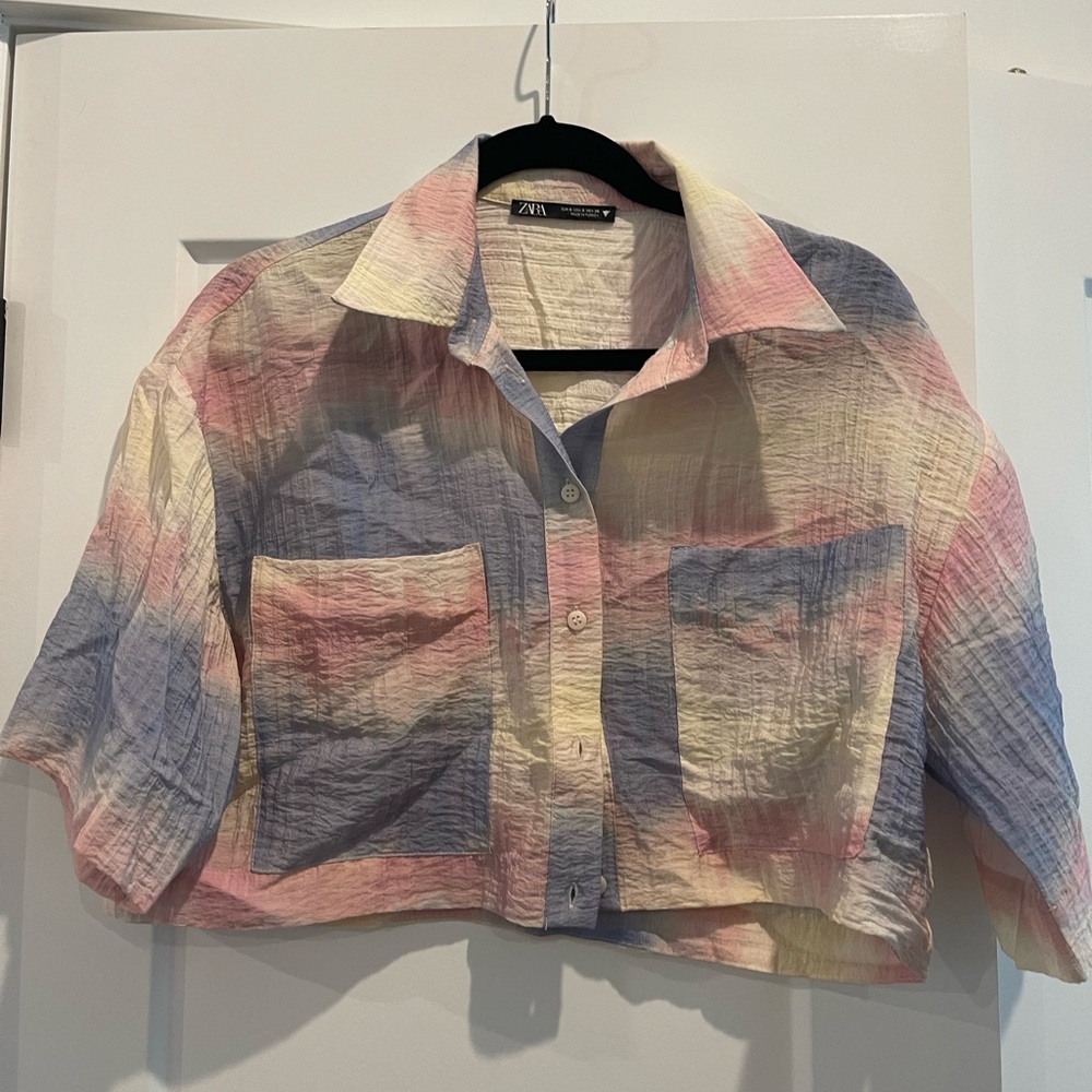 Zara Pastel Crop Shirt